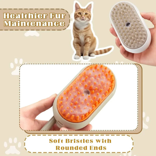 3‑in‑1 Steamy Pet Grooming Brush – Removes Loose Fur, Detangles & Massages