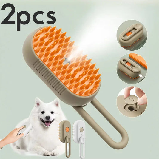 3‑in‑1 Steamy Pet Grooming Brush – Removes Loose Fur, Detangles & Massages